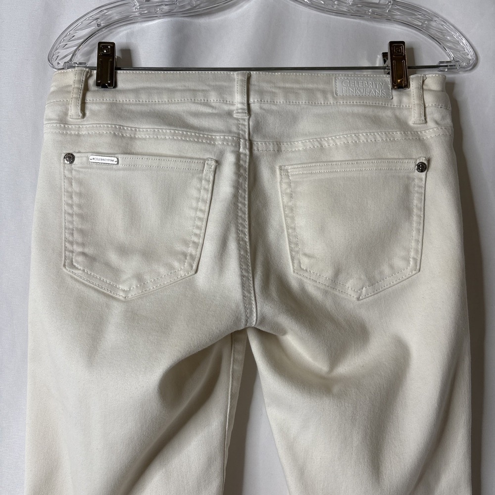 Celebrity Pink Women's Juniors Size 5 Off White Denim Skinny Jeans Low Rise - Picture 4 of 6